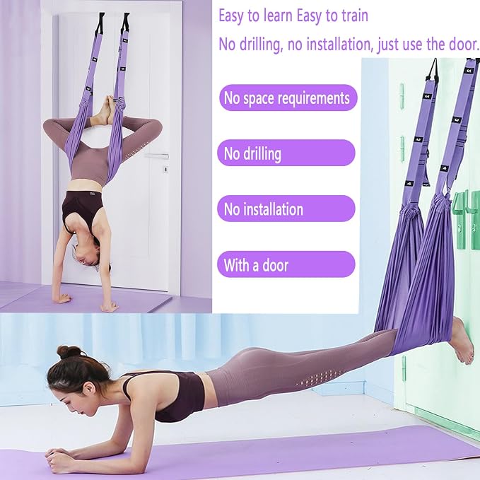 Yoga Stretching Strap,Stretching Equipment with Door Anchor,Back Stretcher for Back Pain, Flexibility Tensile Trainer for Dance Aerial Yoga Ballet Leg Stretching Exercise