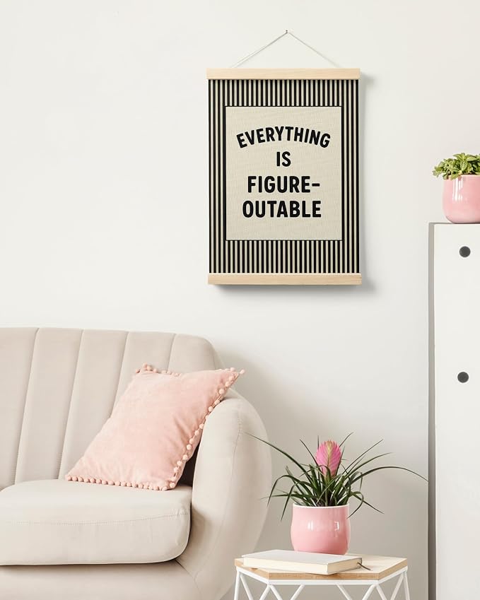 FGFK Everything Is Figureoutable Positive Affirmations Wall Art Poster Hanger Frame, Retro Black Inspirational Canvas Prints Framed Wall Decor for Office Classroom Home Bedroom, 12x16 Inch