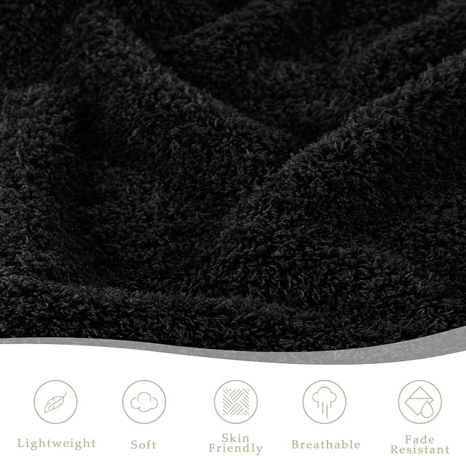 Exclusivo Mezcla Fleece Throw Blanket for Couch and Sofa, 50" x 60" | Super Soft and Cozy Fluffy Blanket for Women, Lightweight and Fuzzy Throw for Home Decor, All Season, Black