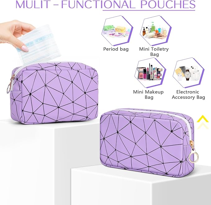 Likesing Tampon Holder for Purse, Leather Period Bag Sanitary Napkin Storage Bag for Girls Womens, Portable Feminine Emergency Pad Period Pouch(Purple)