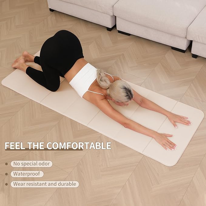 PAIDU Foldable Yoga Mat - 10mm Extra Thick, 75"26" Non-Slip Exercise Fitness Mat | SGS Eco-Certified, Portable for Yoga/Pilates/Studio/Home Workout
