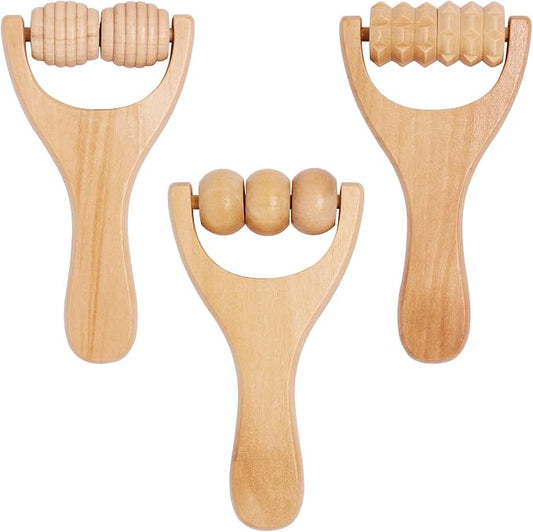 3Pcs Wood Therapy Massage Tools, Wood Therapy Tools for Body Sculpting, Wooden Massage Tool, Wooden Bead Massages Tool, for Relaxes Thigh, Leg, Hands Full Body Muscle Men Women
