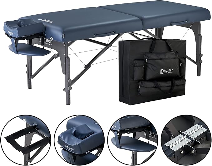 Master Massage 31" Montclair Pro Portable Massage Table Package, Memory Foam Cushioning, Reiki Panels, Shiatsu Cable Release- Tattoo Table, Spa Bed, Facial Bed