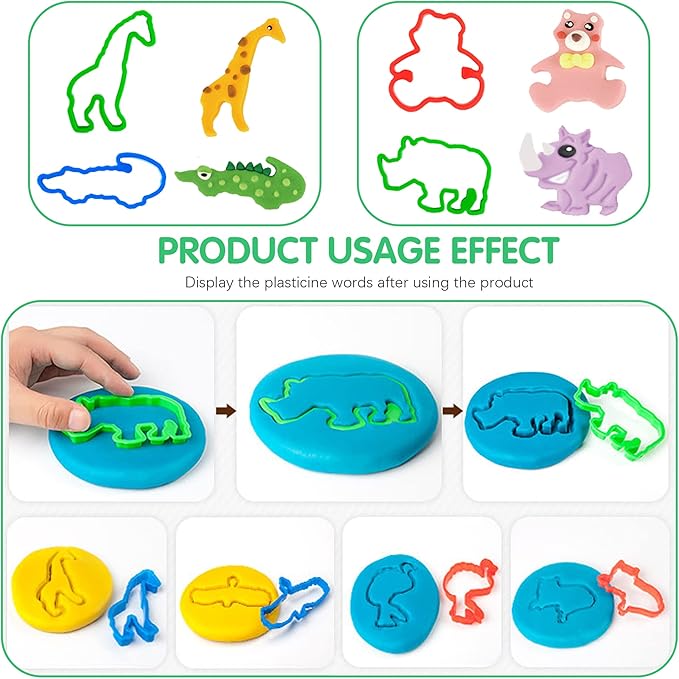 36-Piece Dough Tool Set for Kids Ages 3-8 – Includes Animal Cutters, Rolling Pins, Rollers, Random Colors