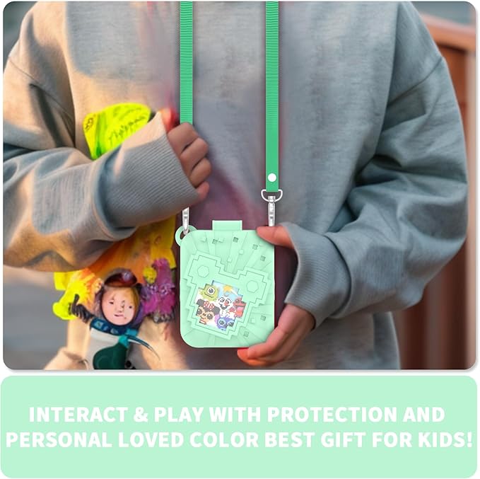 Soft Silicone Case for Bitzee Disney Interactive Toy Digital Pet, Shockproof and Protective Carrying Case for Bitzee Disney Virtual Electronic Pets with Lanyard (Mint Green)