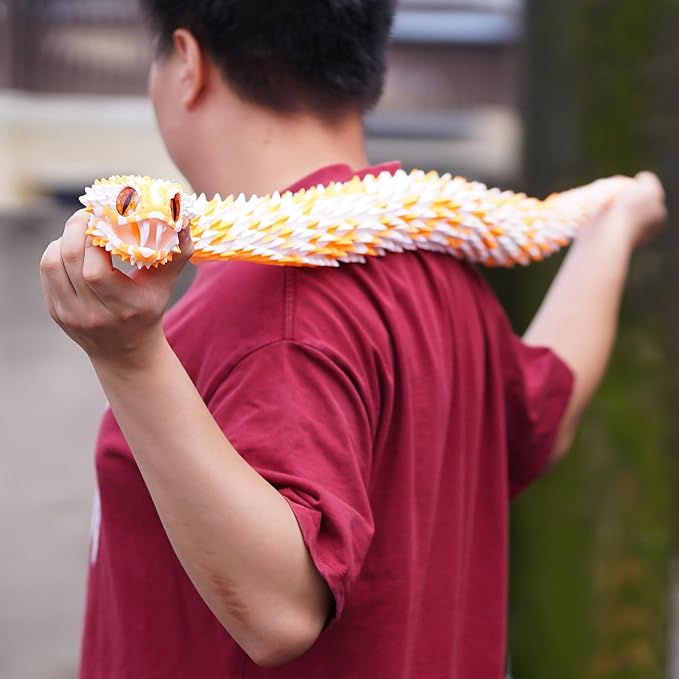 Super Large 3D Printed snake with a movable mouth,47.4inch,Flexible Realistic Articulated Animal Fidget Toys,Mystery Figurines Gifts ,Executive Desk Décor and Festival Collectible (WO 47.4inch)