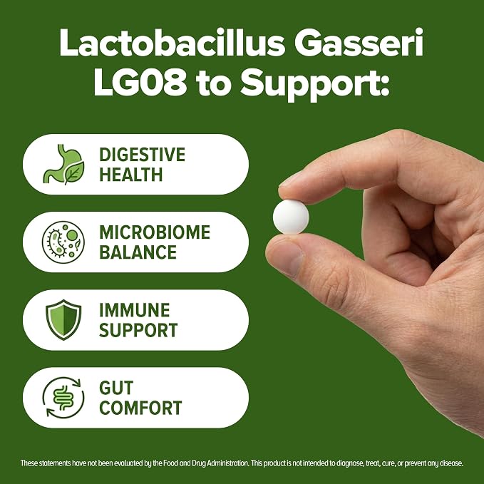 Lactobacillus Gasseri Probiotic 240 Tablets (4 Month Supply) – Researched Strain LG08 – 3 Billion CFU – Digestive Health & Antioxidant Support – GMP Certified (240, Lactobacillus Gasseri)
