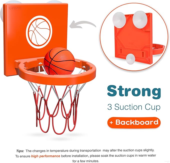 MARPPY Bath Toys - Bathtub Basketball Hoop for Kids, Toddlers - Suction Cup Basketball Hoop and 4 Soft and No Hole Balls - Baby & Toddler Mini Basketball Hoop - Boys & Girls