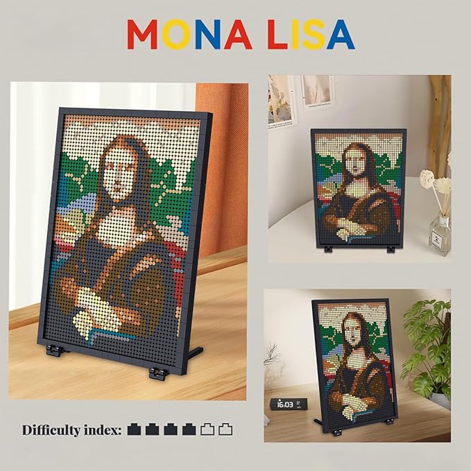 Wall Art Mona Lisa Building Blocks Set; A Wall Decor Set for Adults Who Love Creative Hobbies(3624 Pieces) Toys Gifts for Kid and Adult