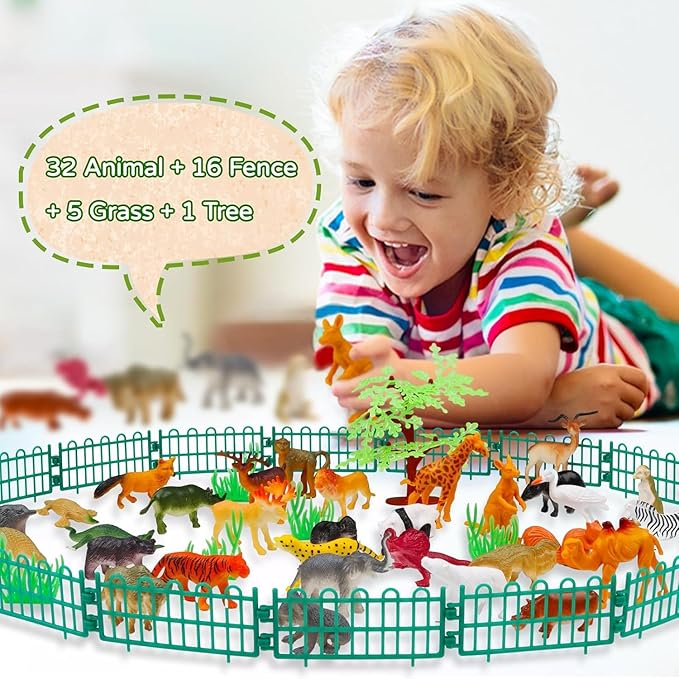 Animals Toys, 54PCS Wild Jungle Zoo Animal, Mini Animal Figures Set Gifts for Kids Boys Girls 8 Years Old