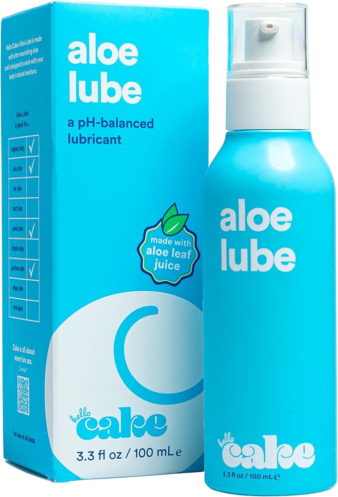 Hello Cake Aloe-Based Lube - Hypoallergenic, pH-Balanced Personal Lubricant – Hydrating, Moisturizing & Non-Sticky Glide for Men, Women, & Couples, 3.3 fl oz
