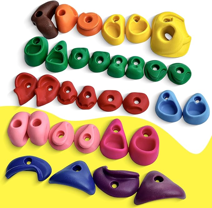 32 PCS Rock Climbing Holds for Kids,Rock Climbing Wall Grips Climbing Rocks Wall Kit for Indoor and Outdoor Playground Play Set with Hardware （Style A）