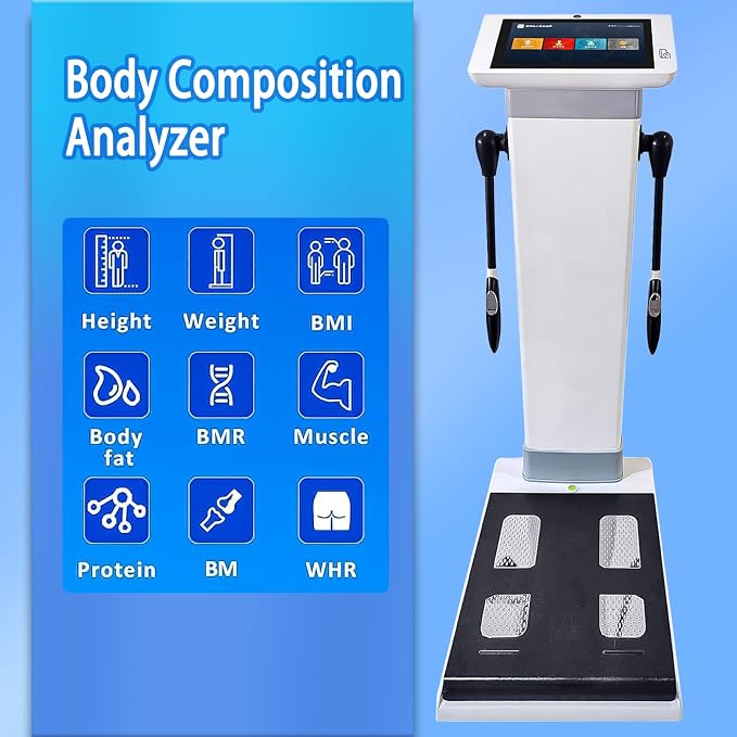 Body Composition Analyzer with Printer & 10.1" HD Touchscreen – Measures Fat%, Muscle Mass, BMI – BIA Scale with Height Detection for Home & Gym, 32 Metrics Tracking