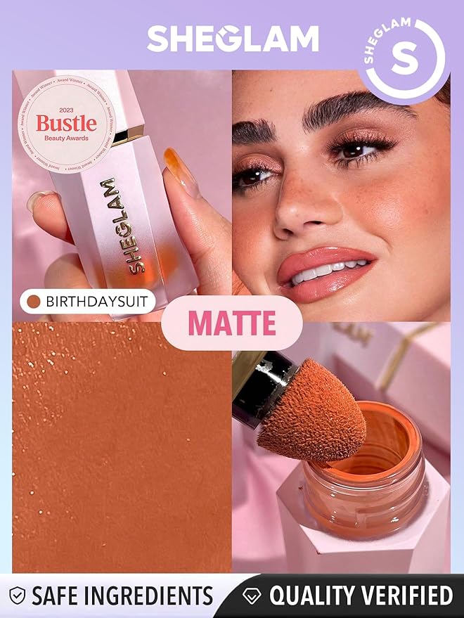 SHEGLAM Liquid Blush Makeup for Cheeks Matte Finish - Birthday Suit