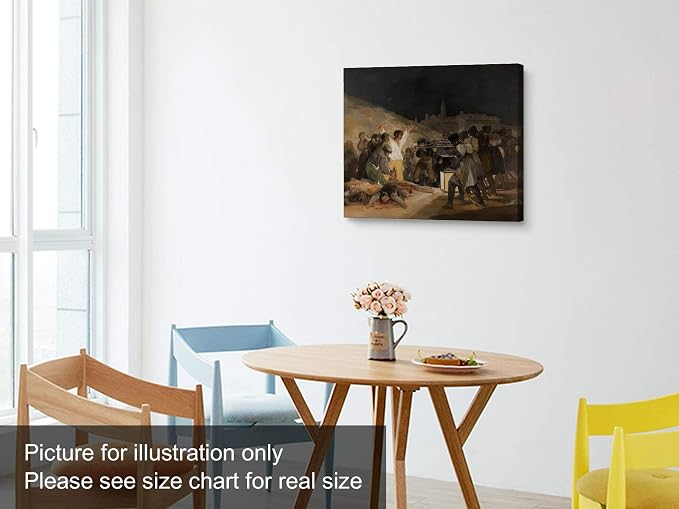 Niwo ART - The Third of May, World's Most Famous Paintings Series, Canvas Wall Art Home Decor, Gallery Wrapped, Stretched, Framed Ready to Hang (16"x12"x3/4")