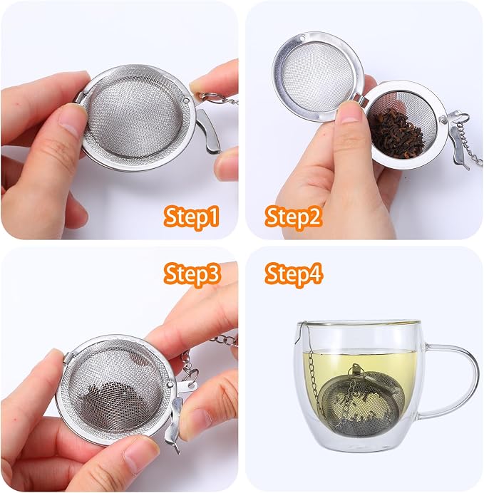 30Pcs Stainless Steel Mesh Tea Ball, 2 inches Tea Strainers, Loose Leaf Teas Infuser, Strainer Filters for Leaf Teas, Flavoring Herbal Spices, Seasonings