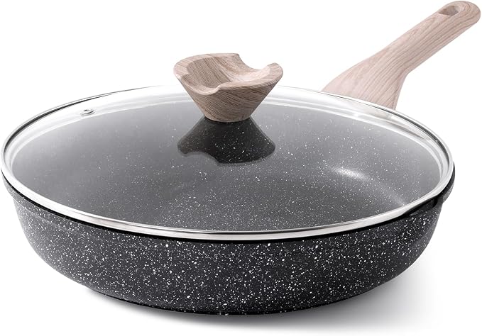 Kordisen Non Stick Frying Pan Skillet with Lid, 12.5 Inch Large Cooking Pan | Non Toxic, Healthy, Induction Compatible, Heat Resistant Handle, PFOA Free
