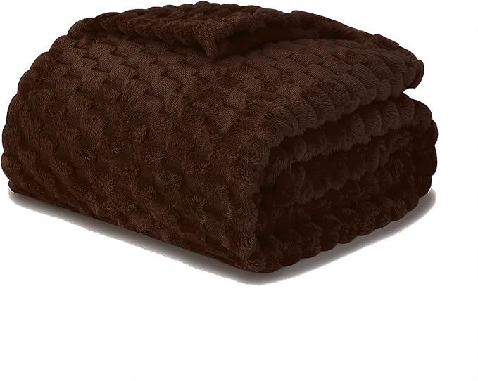 Puncuntex Brown Throw Blanket 50"×60" inches Fuzzy 3D Jacquard Decorative | Flannel Fleece Super Soft Plush Cozy Blanket for Couch Sofa Chair Lightweight