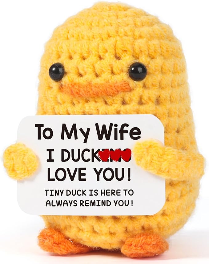 MBL Gifts for Wife Birthday Anniversary - I Duck Love You, Funny Cute Small Cool Crochet Duck Christmas Stocking Stuffers Xmas Holiday Mother's Mothers Day Birthday Gifts for Wife Her Women