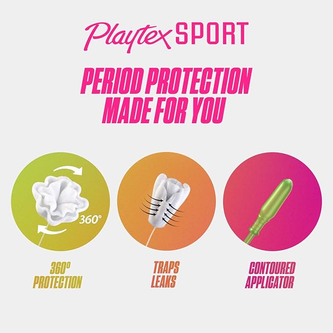 Playtex Sport Tampons, Super Absorbency, Fragrance-Free - 48ct & Sport Tampons, Super Plus Absorbency, Fragrance-Free - 36ct