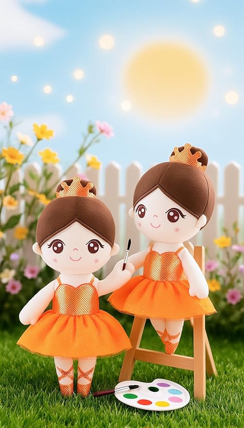 Gloveleya Baby Girl Gifts Dolls Soft Plush Toy Ballet Girl Doll Orange 14 Inches with Gift Box…