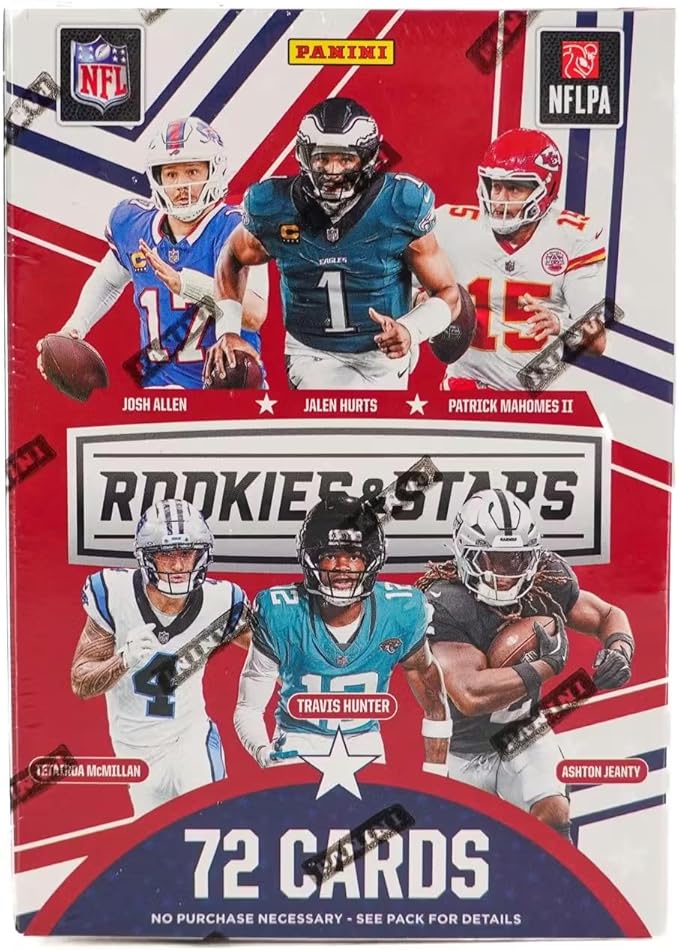 2025 Panini Rookies & Stars Football 6-Pack Hobby Blaster Trading Card Box (1 Autograph or Memorabilia Card Per Box)