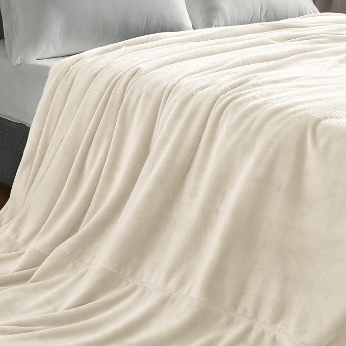 BEDELITE Fleece Blanket Soft Plush Oversized Bed Blanket Cream 120"x120" | Ultra Soft Plush Fleece, Lightweight Warmth, All Season Comfort, Fade Resistant, Machine Washable, Perfect for Sharing