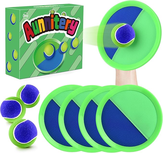 Toss and Catch Ball Set Beach Toys for Kids Outdoor Toys and Yard Games for Boys and Girls Improves Focus Great for Exercise Fun Easter Christmas Birthday Gift Idea - 8 inch