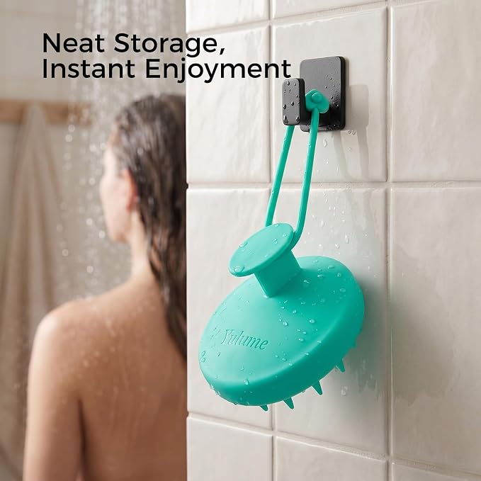 Scalp Massager Shampoo Brush, Soft Silicone Bristles Head Scrubber for Deep Cleansing, Dandruff Removal & Hair Growth, Ergonomic Exfoliator, Wet & Dry Use, Eco-Friendly Shower Brush, Green