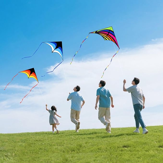 Mint's Colorful Life Delta Kite for Kids & Adults, Extremely Easy to Fly Kite for Beach Trip, Best Kites for Beginners, 300ft String Handle Included