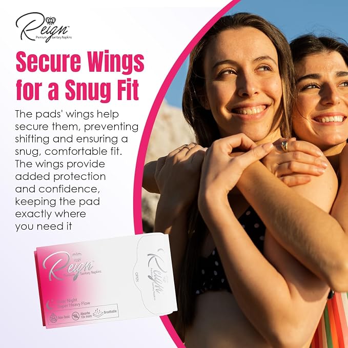 Reign Over Night Super Heavy Flow with Wings Sanitary Napkin for Women, Super Absorbent Pads (7 Count, 1 Pack)