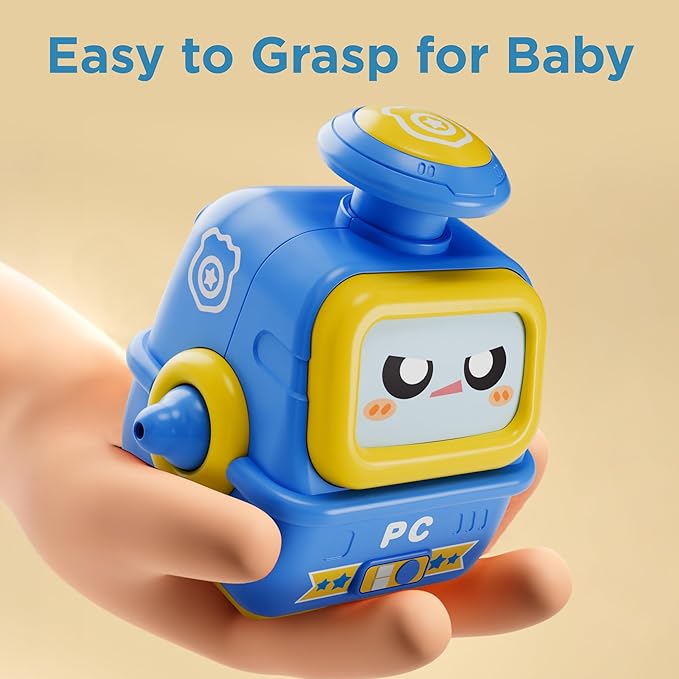 iPlay, iLearn Press to Go Robot Car Toys for Toddlers 1-3, Baby Push Go Friction Race Cars for 12 18 24 Month, 4pcs Infant Play Bot Vehicle Set, 1st Birthday Gifts for 1 2 3 Year Old Boys Girls Child