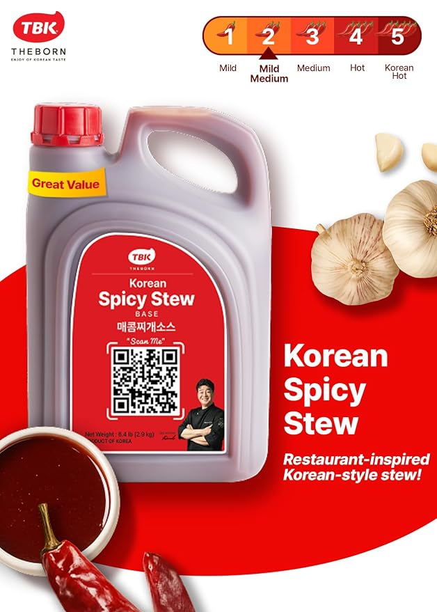 TBK THEBORN Spicy Korean Stew Recipe Sauce, Korean Chili Soup Base 3.2kg | Spicy and savory soup base with comforting Korean flavor for stews with tofu, vegetables, meat, seafood or noodles