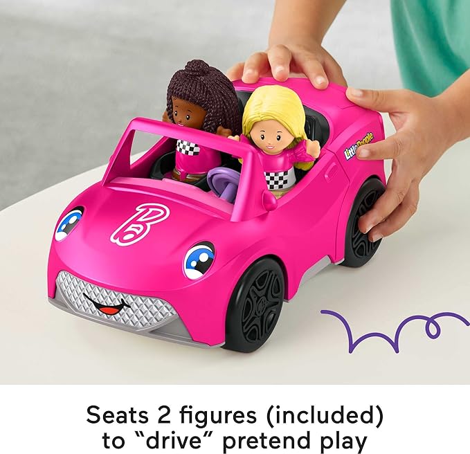 Fisher-Price Little People Barbie Toddler Toy Car Convertible with Music Sounds & 2 Figures for Pretend Play Ages 18+ Months