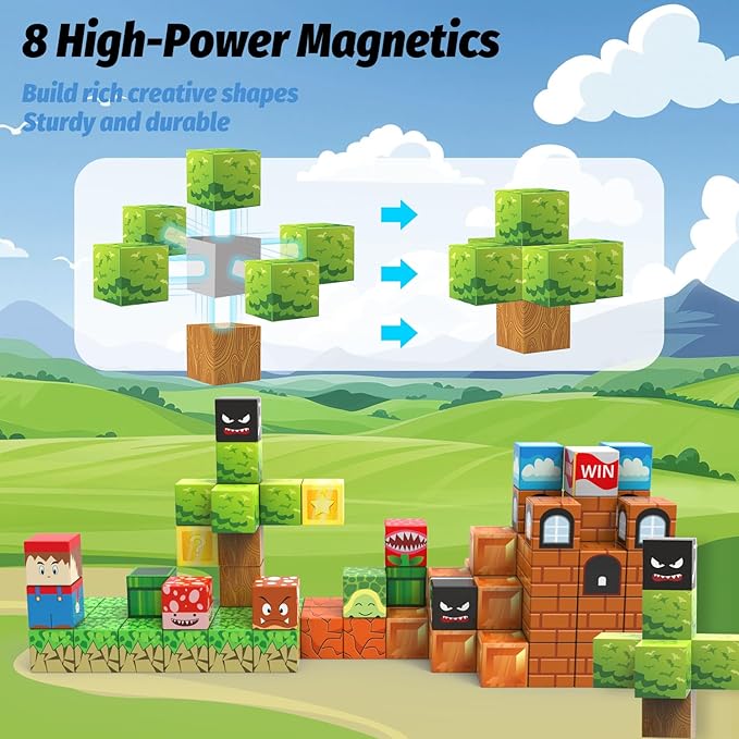 Magnetic Blocks, 48PCS 1inch Magnet Building Cube Toys for Kids Boys Girls, Stacking Magnets for Kids, Birthday Gifts for Boys and Girls Age 3+ Years Old