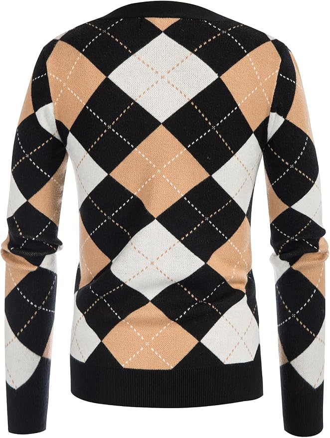 GRACE KARIN Womens Cardigan Sweater Fall Fashion Argyle Sweater Button Up Cardigan Teacher Outfits Preppy Clothes