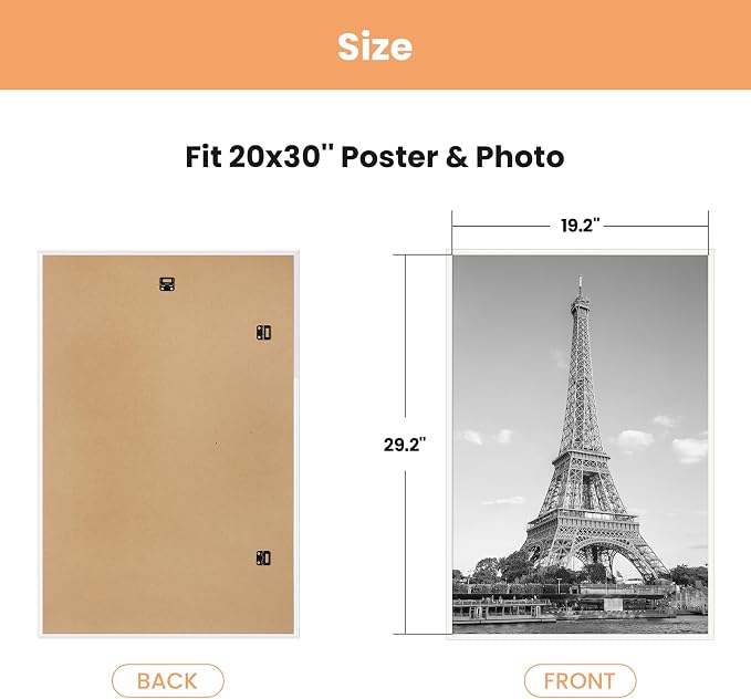 upsimples 20x30 Poster Frame, Easy Slide-In Assembly, White, 3 Pack | Gallery Wall 20 x 30 Picture Frames Set for Family, Wedding, Christmas, Easy to Change Photos