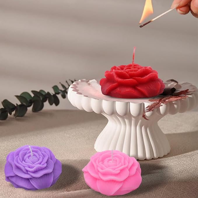 3 PCS Low Temperature Candles Solid Color Peony Flower Scented Candles Adult Low Heat Romantic Wax Play Candles Valentines Day Lovers, Couples