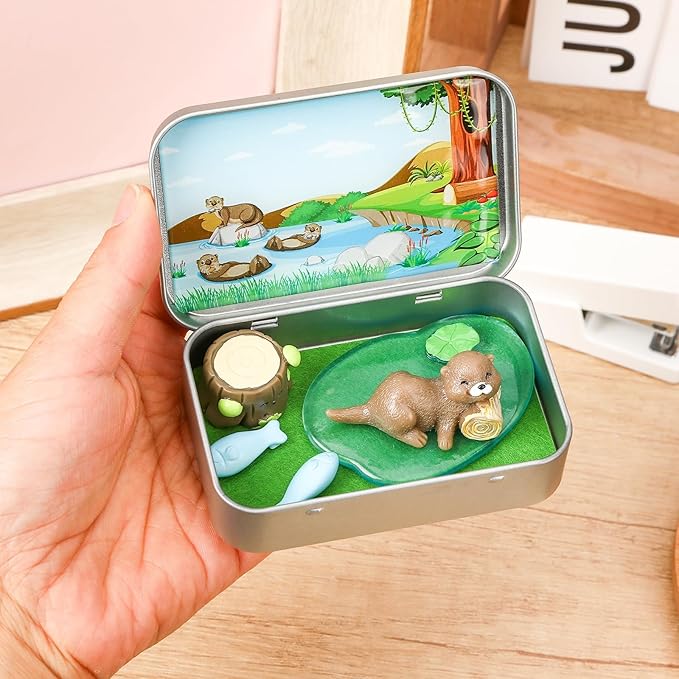 Little Pocket Otter, Cute Otter Friend in Tin Box, Travel Buddy, Gift for Kids, Friends, Coworkers