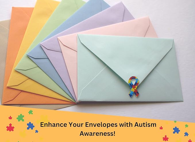 250 Small Autism Ribbon Stickers with Puzzle Pattern - Roll of Asperger’s Autism Awareness Stickers - Perfect for Events, and Fundraising