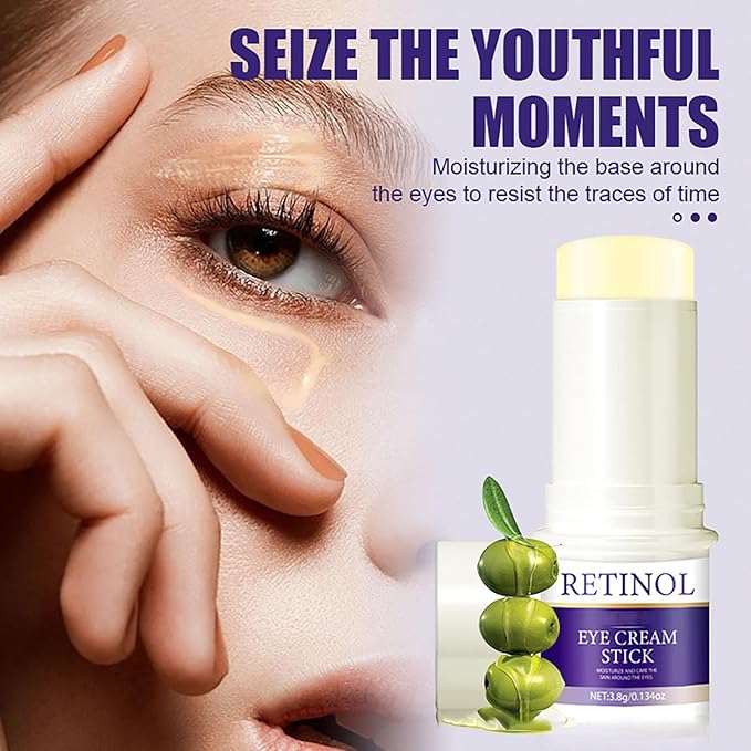 Retinol Eye Stick, Retinol Eye Cream for Dark Circles and Puffiness, Under Eye Cream Anti Aging Hydrating Stick Reduces Fine Lines Wrinkles Under Eye Bags 0.13 OZ/3.8 g