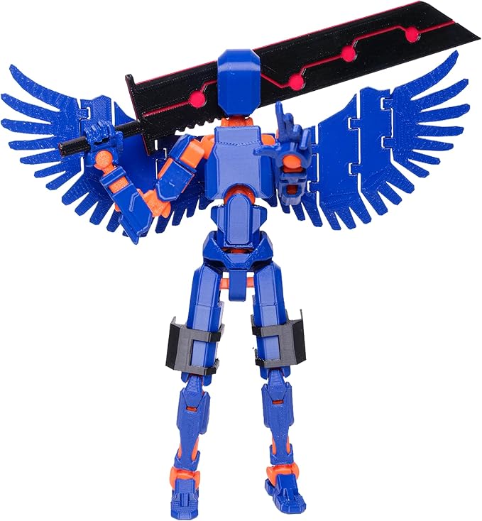 (Assembly Completed Dummy 20 Action Figure, 8.1 inches， Strong Magnetic Accessories， 8 Types of Weapons 3D Printed Robot Multi-Jointed Movable, Spider Ninja Series (deep Blue)