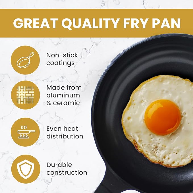 Evaco Cast Aluminum Non-Stick Omelet Pan 9.5" ES024-BIH, Induction Ready, Heat Conduction, Searing & Sautéing, 900°F Tolerance