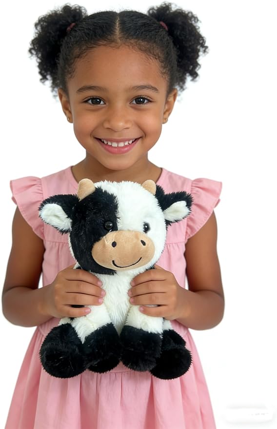 Cow Stuffed Animals Soft Plush Cute Cow Doll for Boys Girls 11.8in (zuo NIU heibaise 30cm)