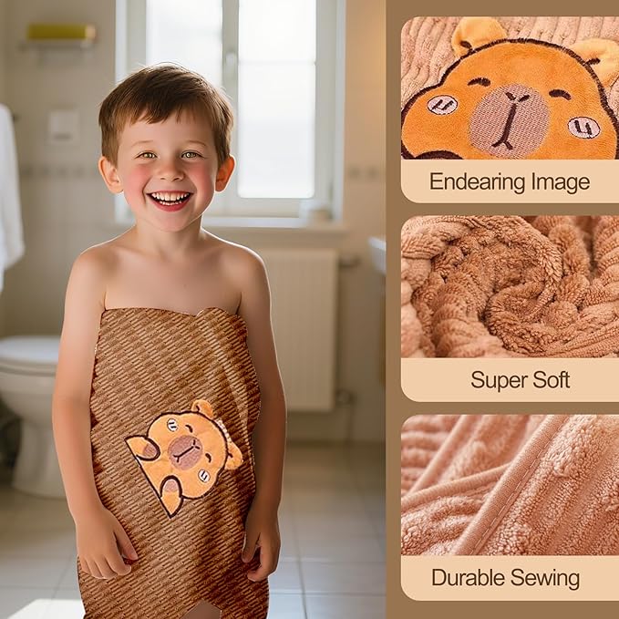 Capybara Plush Gifts for Girls & Boys Ages 4 5 6 7 8 9 10+ Kids Capybara Toys with Stuffed Animal/Keychain/Water Toy/Scene Sticker/Bag/Bath Towel/Cap, Gifts Set for Christmas Birthday