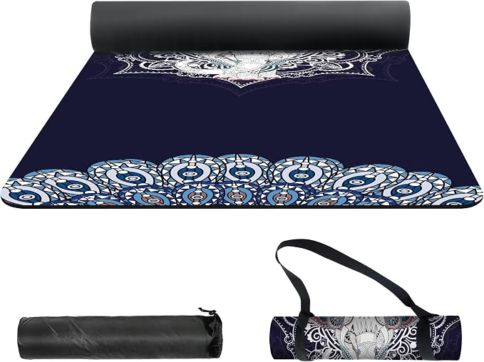 nuveti Yoga Mat Print Extra Thick TPE Non Slip Fitness Exercise Mat with Carrying Bag,72"x24" Extra Thick 6MM Exercise & Workout Mat for Yoga, Pilates Fitness and Floor Exercises