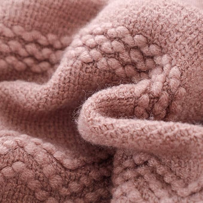 BOURINA Coral Pink Throw Blanket 50x90Inch Boho Knit Soft Throw Bed Blanket | Knitted Throw Blanket 50x90 Inches, Soft Lightweight Boho Weave Throw Decorative Couch Blanket for Living Room Bed Runner