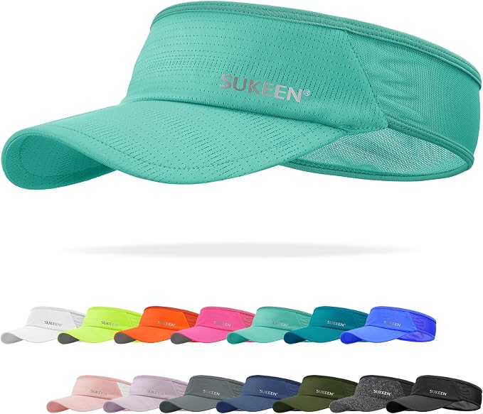 Sukeen Lightweight Sports Sun Visor Hat for Men Women | Packable, breathable, quick-dry, UPF50+ cooling visor hat, stretch fit, for running, tennis, golf, pickleball, softball