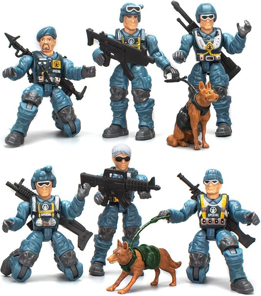 Army Men Action Figures, Toy Soldiers for Boys 6-8, Plastic Army Men Toys with 2 Dogs and 6 Weapons Birthday Gift for Kids Boys Military Collectors
