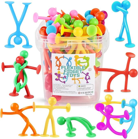 GOLDGE 50 Pack Suction Cup Fidget Toys Set,Humanoid Sensory Toys for Kids with Autism, ADHD, & Stress Relief, Bath & Travel Toys for Classroom,Party Favors, Stocking Stuffers for Boys Girls
